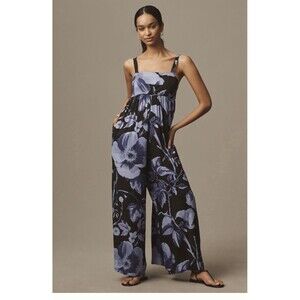 Anthropologie Maeve Floral Bandeau Jumpsuit Sz Md Purple Pattern NWT